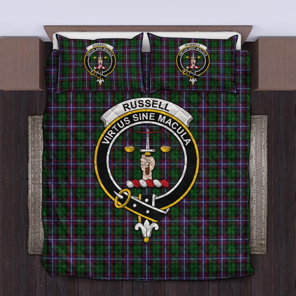 Russell Tartan Quilt Bed Set with Family Crest King - Tartan Vibes Clothing