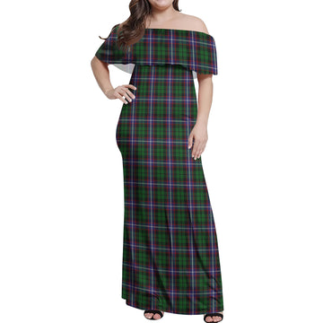 Russell Tartan Off Shoulder Long Dress Women's Dress - Tartan Vibes Clothing