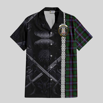 Russell Tartan Hawaiian Shirt with Family Crest Cross Sword Thistle Celtic Vibes Kid - Tartan Vibes Clothing