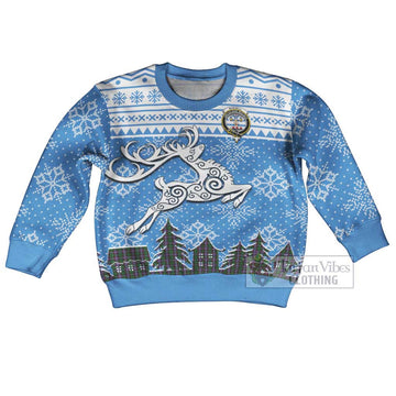 Russell Clan Christmas Kid Ugly Sweater with Tartan and Celtic Reindeer Style Kid - Tartan Vibes Clothing