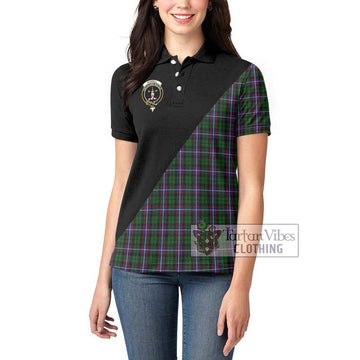 Russell Tartan Women's Polo Shirt with Family Crest and Military Logo Style - Tartan Vibes Clothing