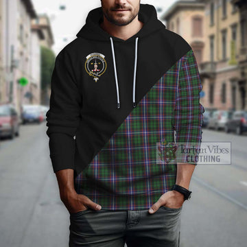 Russell Tartan Hoodie with Family Crest and Military Logo Style - Tartan Vibes Clothing