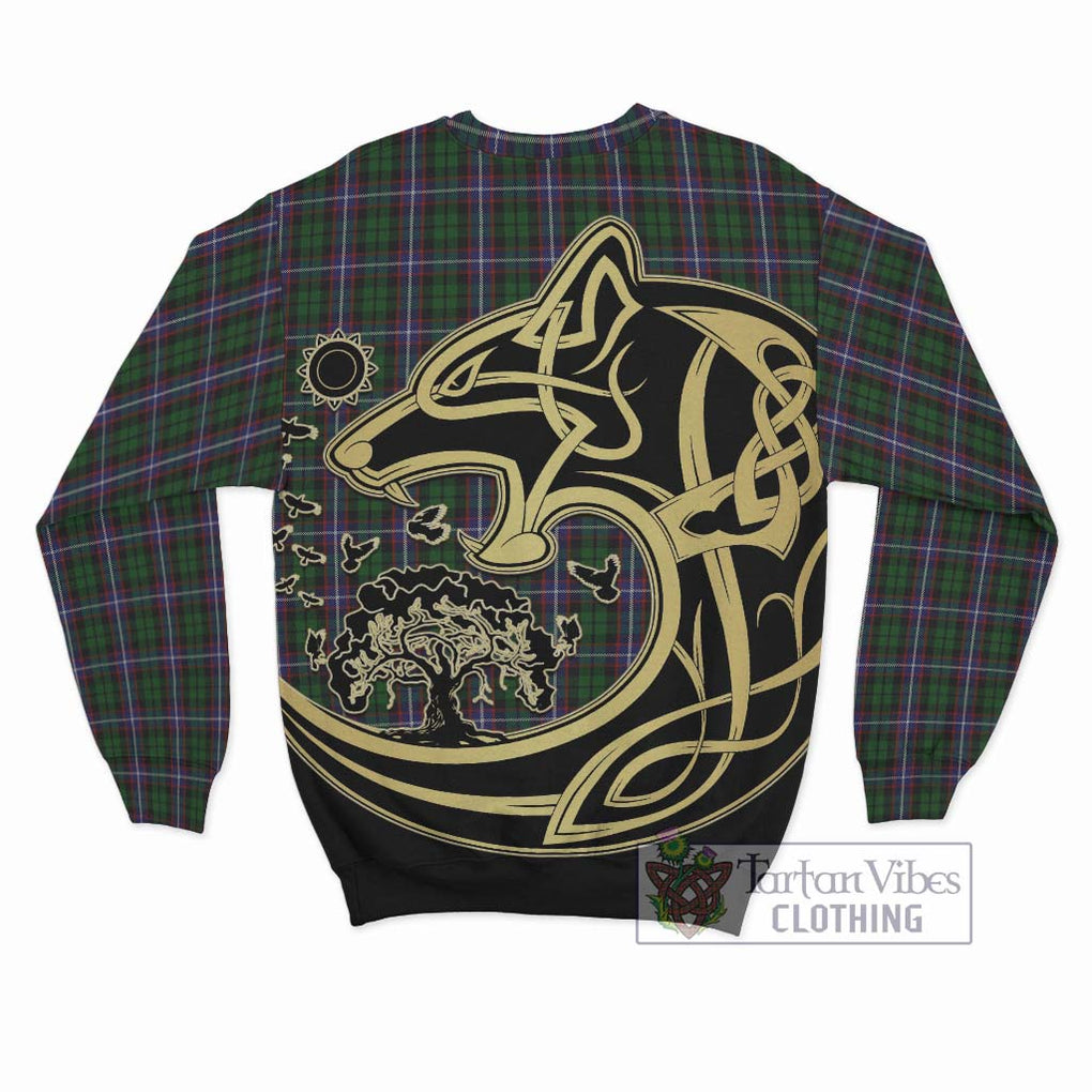Russell Tartan Sweatshirt with Family Crest Celtic Wolf Style - Tartan Vibes Clothing