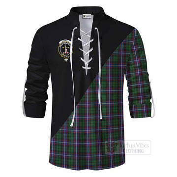 Russell Tartan Ghillie Kilt Shirt with Family Crest and Military Logo Style - Tartan Vibes Clothing
