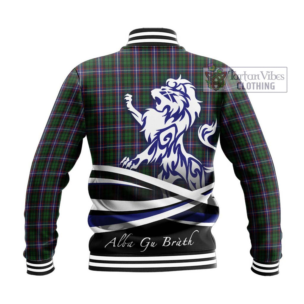 Russell Tartan Baseball Jacket with Alba Gu Brath Regal Lion Emblem - Tartan Vibes Clothing