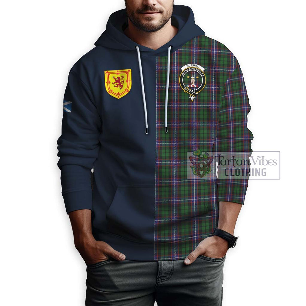 Russell Tartan Hoodie Alba with Scottish Lion Royal Arm Half Style - Tartan Vibes Clothing