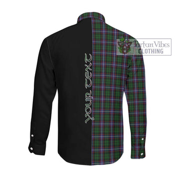 Russell Tartan Long Sleeve Button Shirt with Family Crest and Half Of Me Style Men's Shirt - Tartanvibesclothing Shop