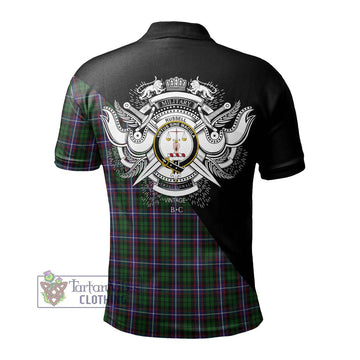Russell Tartan Polo Shirt with Family Crest and Military Logo Style - Tartan Vibes Clothing