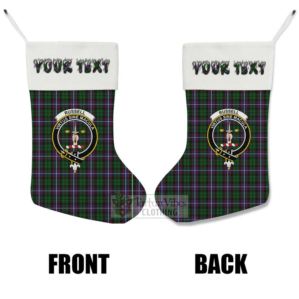 Tartan Vibes Clothing Russell Tartan Family Crest Christmas Stocking with Personalized Text