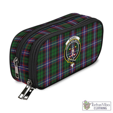 Russell Tartan Pen and Pencil Case with Family Crest - Tartan Vibes Clothing