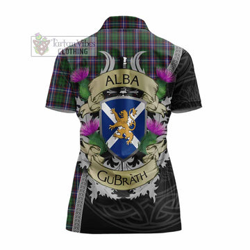 Russell Tartan Family Crest Women's Polo Shirt Lion Rampant Royal Thistle Shield Celtic Inspired - Tartan Vibes Clothing