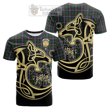 Russell Tartan Cotton T-shirt with Family Crest Celtic Wolf Style Kid's Shirt - Tartan Vibes Clothing
