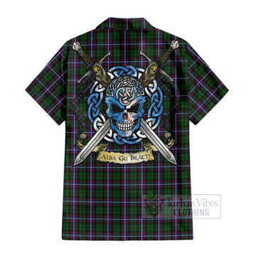Russell Tartan Hawaiian Shirt with Family Crest Celtic Skull Style - Tartan Vibes Clothing