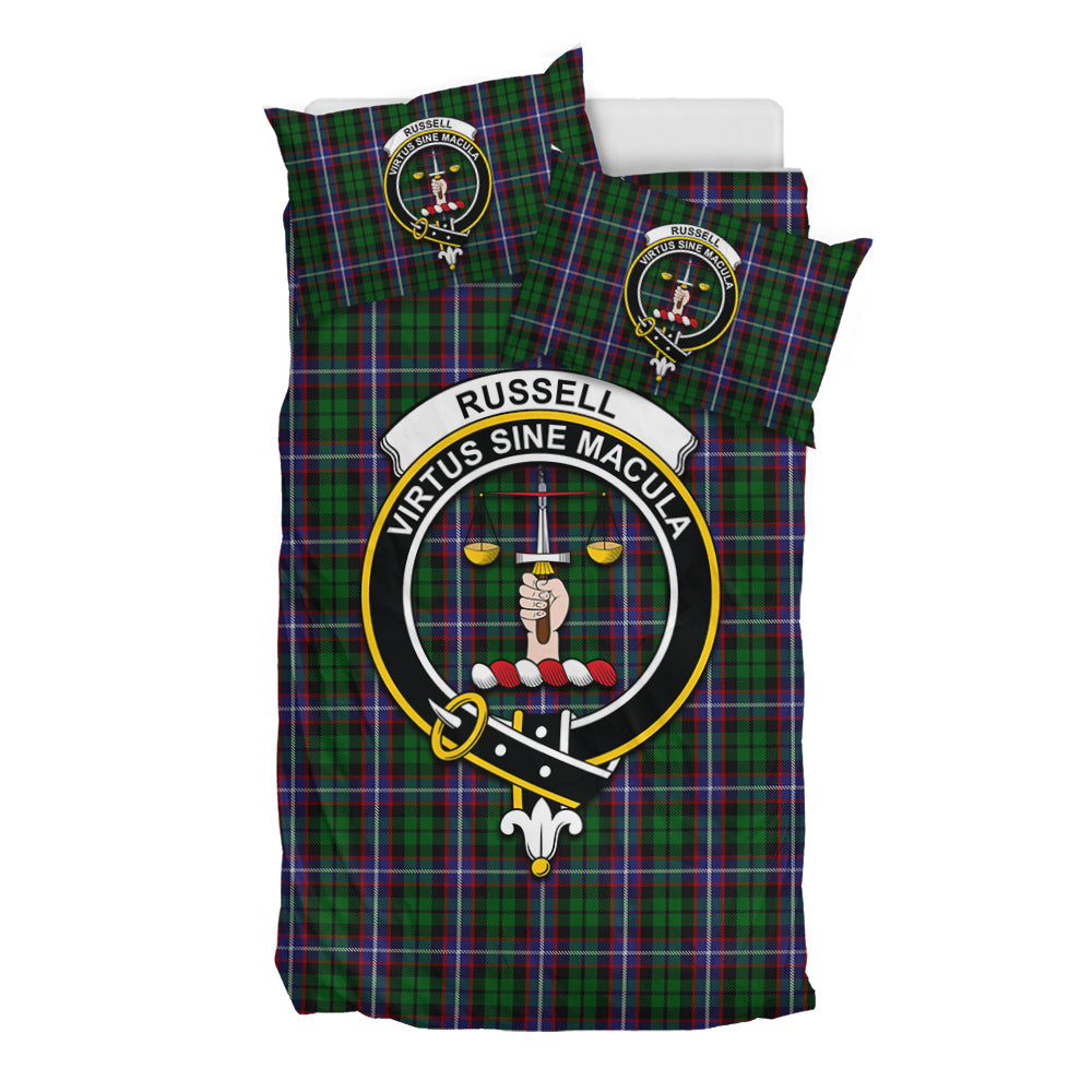Russell Tartan Bedding Set with Family Crest - Tartan Vibes Clothing