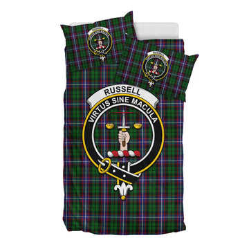 Russell Tartan Bedding Set with Family Crest - Tartan Vibes Clothing