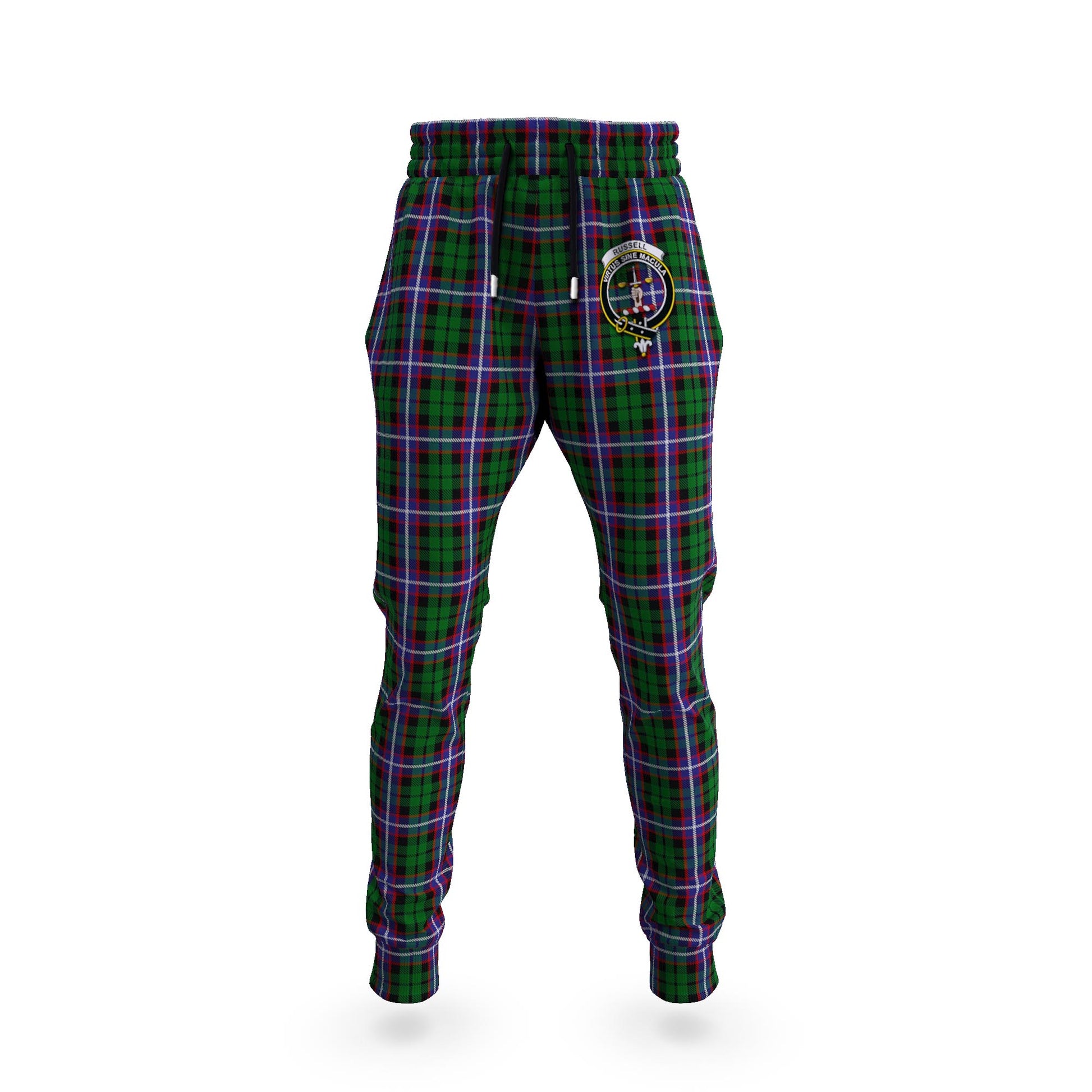 Russell Tartan Joggers Pants with Family Crest 5XL - Tartan Vibes Clothing