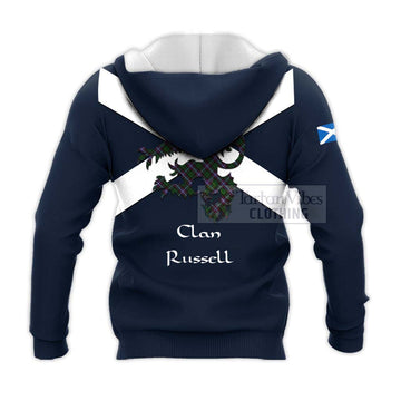 Russell Tartan Lion Rampant Knitted Hoodie Proudly Display Your Heritage with Alba Gu Brath and Clan Name - Tartan Vibes Clothing
