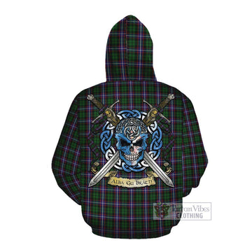 Russell Tartan Cotton Hoodie with Family Crest Celtic Skull Style Pullover Hoodie - Tartan Vibes Clothing