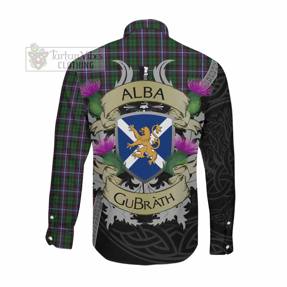 Russell Tartan Family Crest Long Sleeve Button Shirt Lion Rampant Royal Thistle Shield Celtic Inspired Men's Shirt - Tartan Vibes Clothing