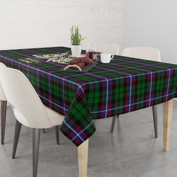 Tartan Vibes Clothing Russell Tartan Tablecloth with Clan Crest and the Golden Sword of Courageous Legacy
