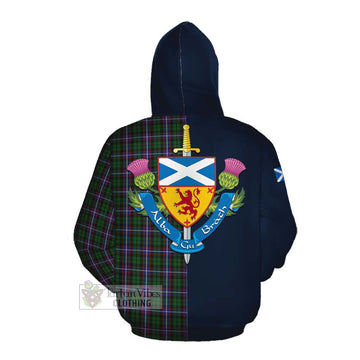 Russell Tartan Cotton Hoodie Alba with Scottish Lion Royal Arm Half Style Pullover Hoodie - Tartan Vibes Clothing