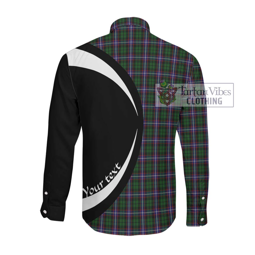 Russell Tartan Long Sleeve Button Up with Family Crest Circle Style Men's Shirt - Tartan Vibes Clothing