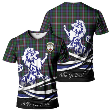 Russell Tartan T-Shirt with Alba Gu Brath Regal Lion Emblem - Tartan Vibes Clothing