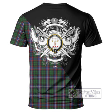 Russell Tartan T-Shirt with Family Crest and Military Logo Style - Tartan Vibes Clothing