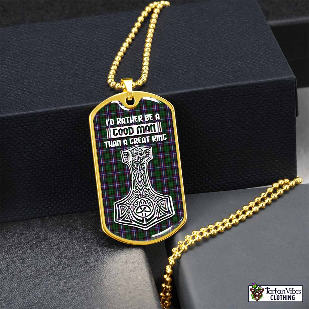 Russell Tartan Dog Tag Necklace Viking Mjolnir Style Gold No - Tartan Vibes Clothing
