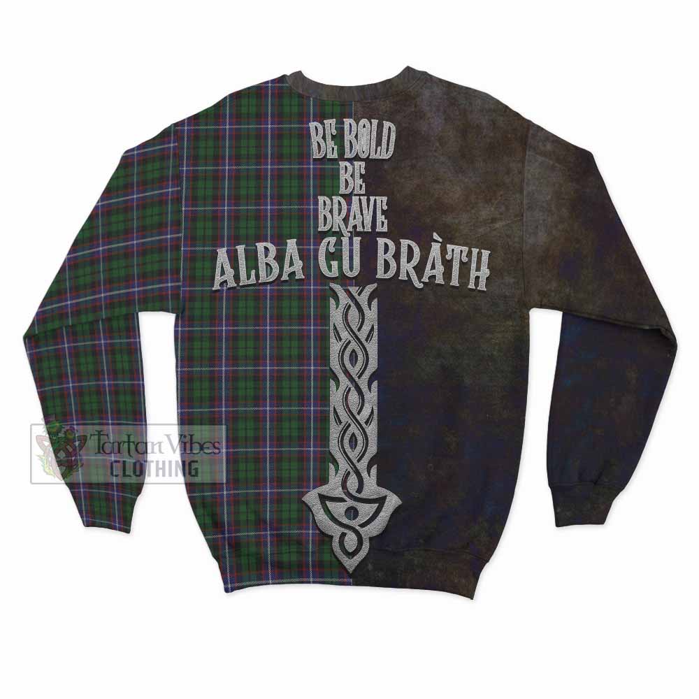 Russell Tartan Family Crest Sweatshirt Alba Gu Brath Be Brave Lion Ancient Style - Tartan Vibes Clothing