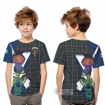 Tartan Vibes Clothing Russell Tartan Family Crest Kid T-Shirt Scottish Thistle Celtic Inspired
