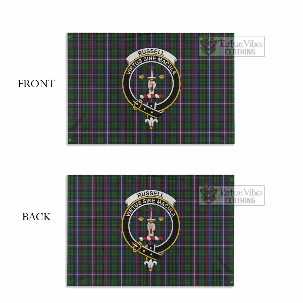 Tartan Vibes Clothing Russell Tartan House Flag with Family Crest