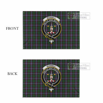 Tartan Vibes Clothing Russell Tartan House Flag with Family Crest