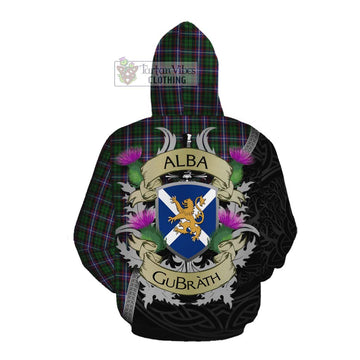 Russell Tartan Family Crest Cotton Hoodie Lion Rampant Royal Thistle Shield Celtic Inspired Pullover Hoodie - Tartan Vibes Clothing