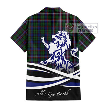 Russell Tartan Hawaiian Shirt with Alba Gu Brath Regal Lion Emblem - Tartan Vibes Clothing