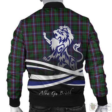 Russell Tartan Bomber Jacket with Alba Gu Brath Regal Lion Emblem - Tartan Vibes Clothing