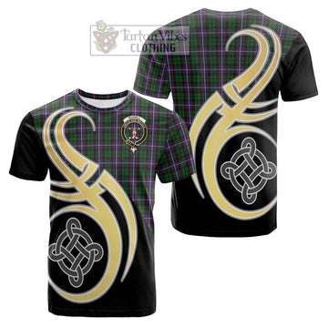 Russell Tartan Cotton T-shirt with Family Crest and Celtic Symbol Style Kid's Shirt - Tartan Vibes Clothing