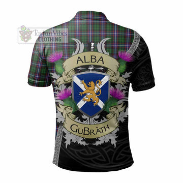 Russell Tartan Family Crest Polo Shirt Lion Rampant Royal Thistle Shield Celtic Inspired - Tartan Vibes Clothing