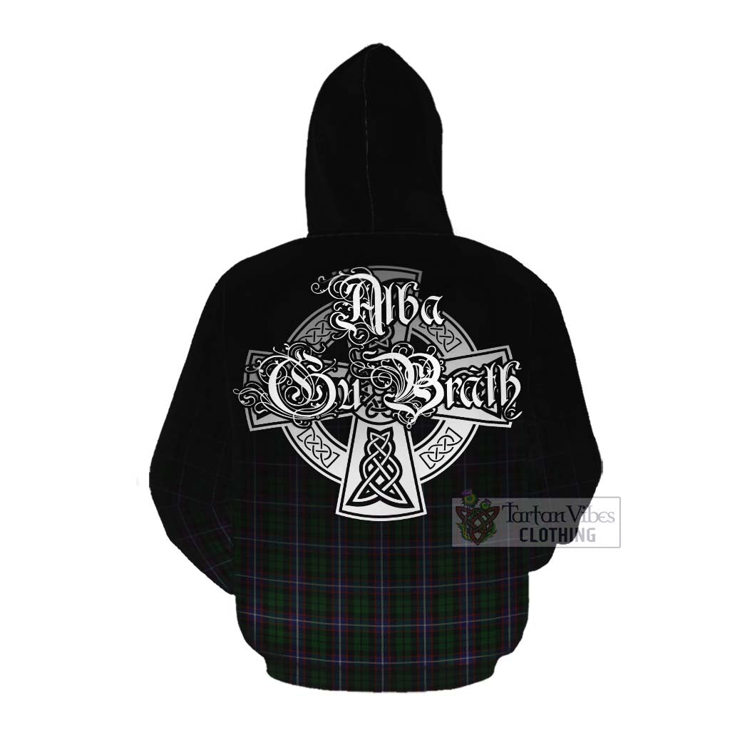 Tartan Vibes Clothing Russell Tartan Cotton Hoodie Featuring Alba Gu Brath Family Crest Celtic Inspired