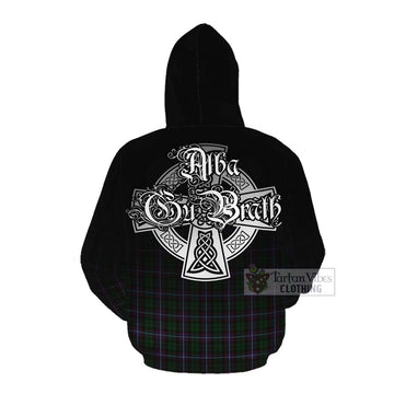 Tartan Vibes Clothing Russell Tartan Cotton Hoodie Featuring Alba Gu Brath Family Crest Celtic Inspired
