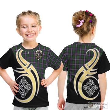 Russell Tartan Kid T-Shirt with Family Crest and Celtic Symbol Style - Tartan Vibes Clothing