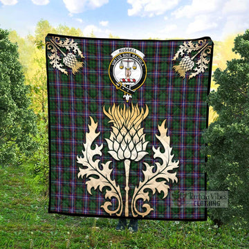 Tartan Vibes Clothing Russell Tartan Quilt with Family Crest and Golden Thistle Style