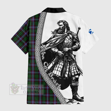 Russell Tartan Clan Crest Hawaiian Shirt with Highlander Warrior Celtic Style - Tartan Vibes Clothing
