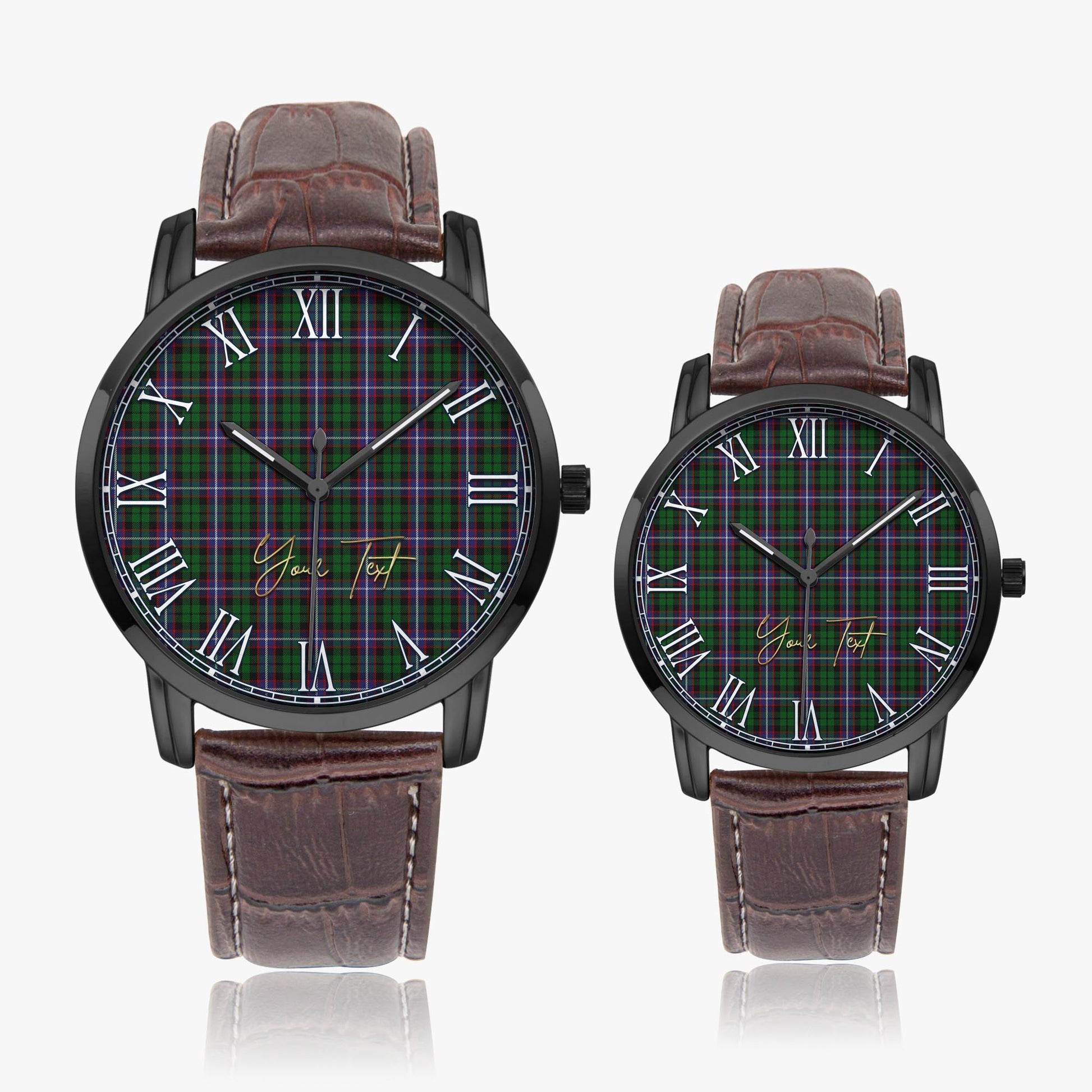 Russell Tartan Personalized Your Text Leather Trap Quartz Watch - Tartan Vibes Clothing