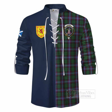 Russell Tartan Ghillie Kilt Shirt Alba with Scottish Lion Royal Arm Half Style - Tartan Vibes Clothing