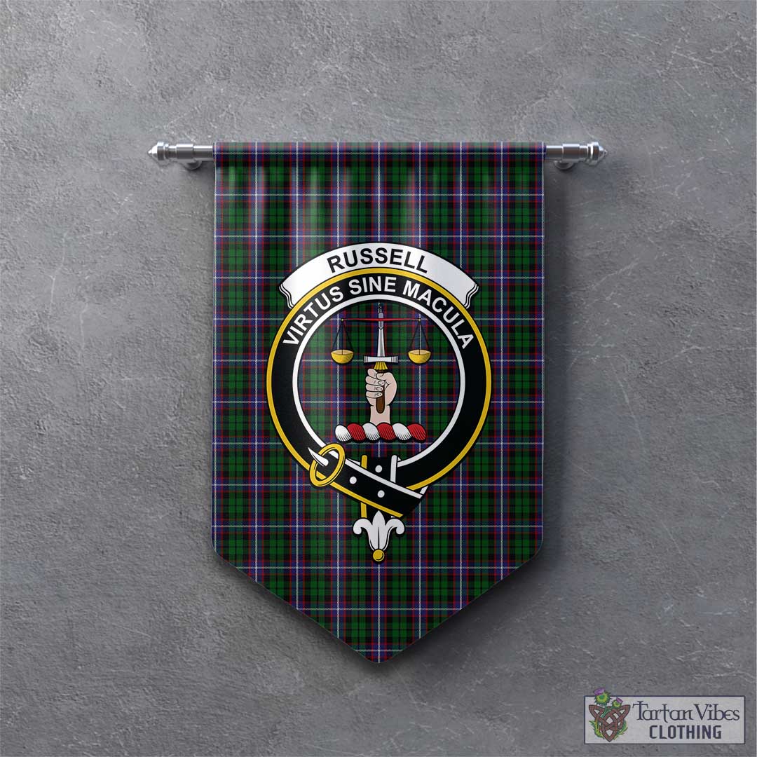 Russell Tartan Gonfalon, Tartan Banner with Family Crest - Tartan Vibes Clothing
