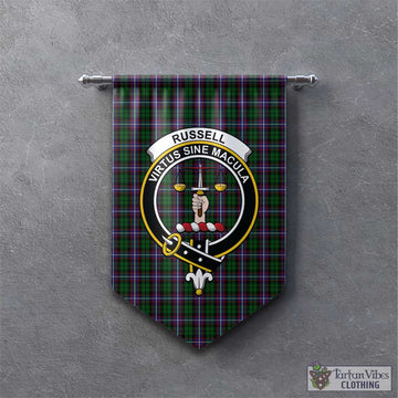 Russell Tartan Gonfalon, Tartan Banner with Family Crest - Tartan Vibes Clothing