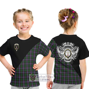 Russell Tartan Kid T-Shirt with Family Crest and Military Logo Style - Tartan Vibes Clothing