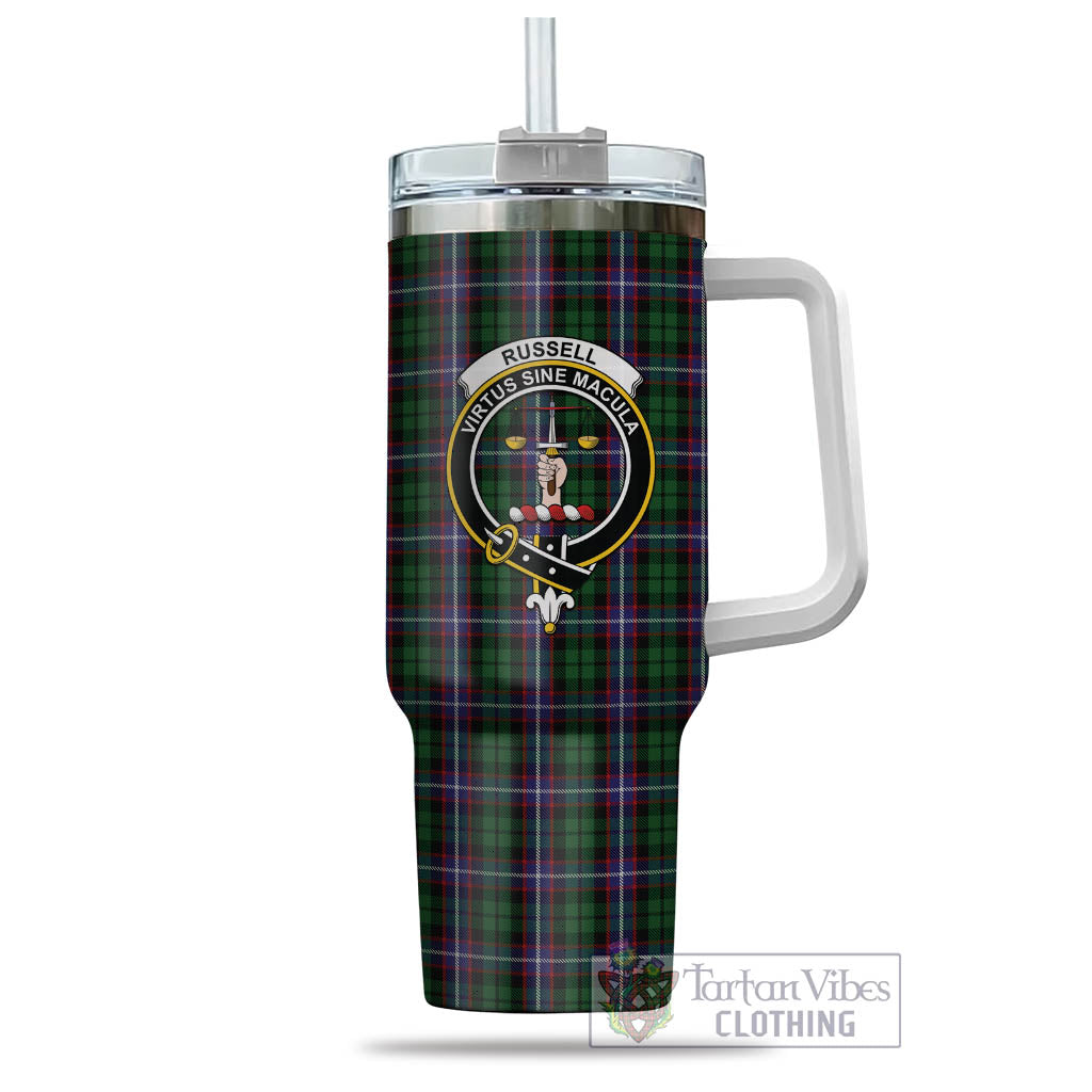 Russell Tartan Tumbler with Handle with Family Crest - Tartan Vibes Clothing