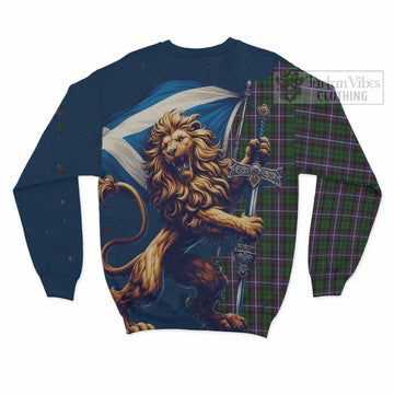 Russell Tartan Family Crest Sweatshirt with Scottish Majestic Lion - Tartan Vibes Clothing